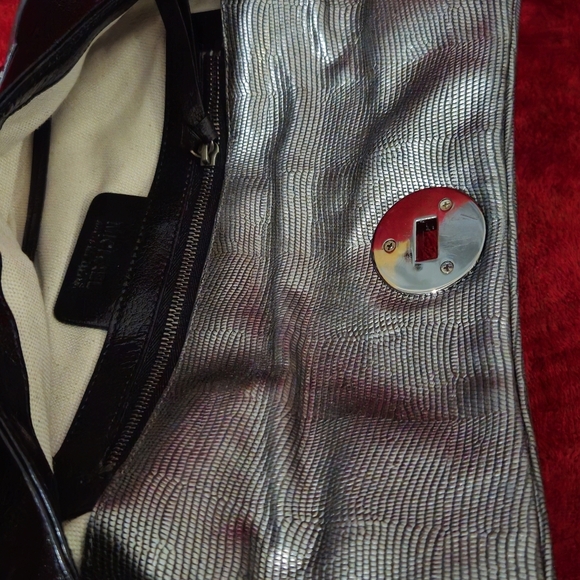 Michael Kors Vintage Limited Edition Black & Silver Leather Baquette Studded Bag - Picture 9 of 10